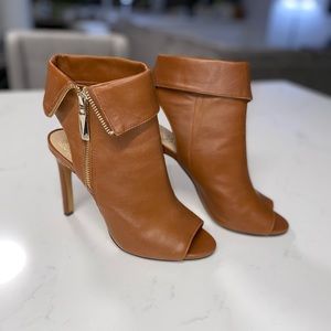 Vince Camuto Brown Leather Open Toe Heels (Size 8.5)